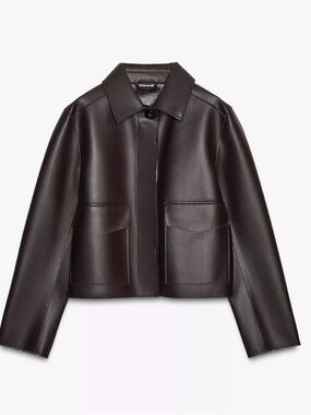 ZARA NWT SHORT FAUX LEATHER JACKET || M size